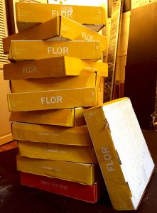 FLOR carpet tiles boxes