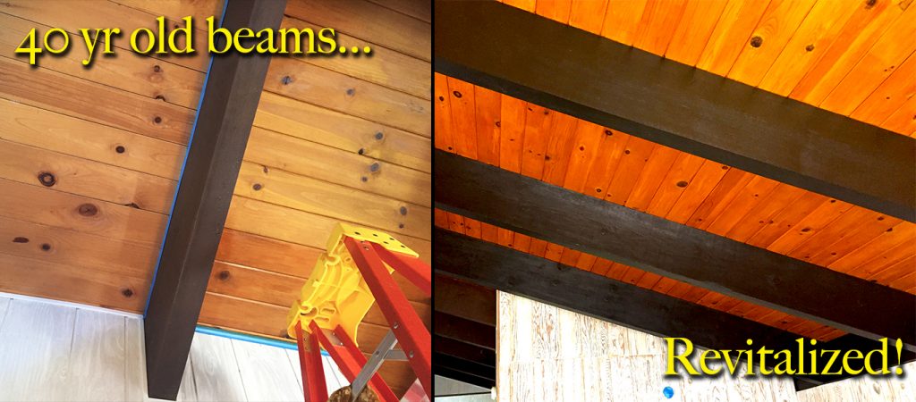 wood tongue and groove ceiling staining wood beams