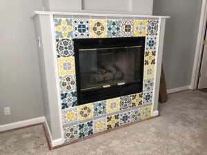 painted fire place tiles