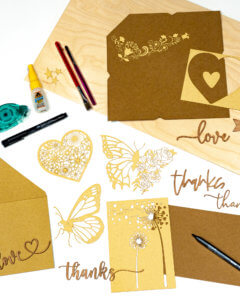 Handcrafted notecards and unfolded envelopes for personal customized notes