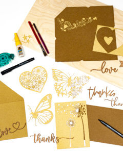 Handcrafted notecards and unfolded envelopes for customized personal notes