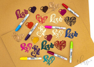 add color with markers for love embellishments